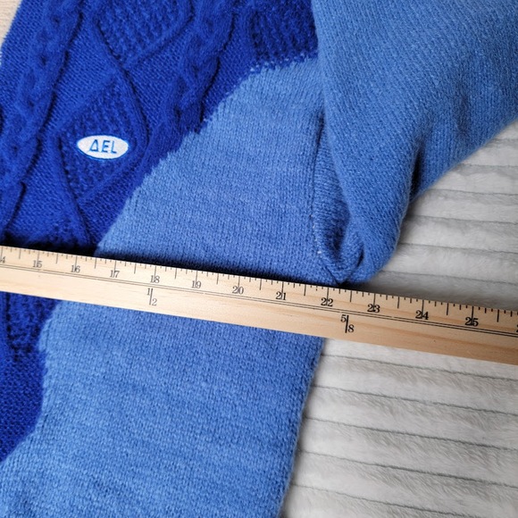 Aelfric Eden Colorblock Sweater Men's XL Blue Cream Chunky Knit Indie Streetwear - Picture 4 of 10